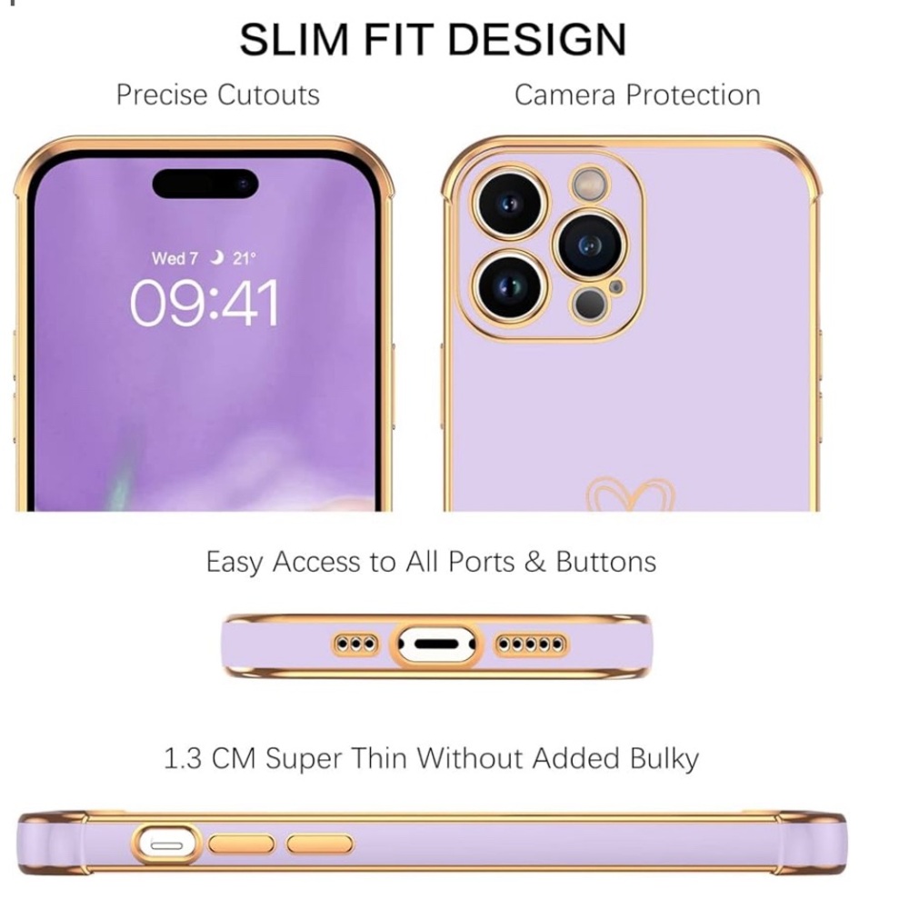 BENTOBEN iPhone 14 Pro Case, Cute Heart, Shockproof TPU, Purple 6.1